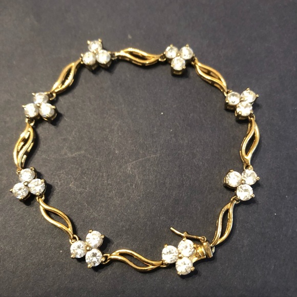 🌸VTG Sterling Silver Gold Plated (Vermeil) CZ Bracelet - Picture 2 of 6